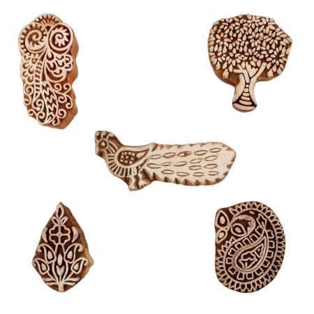 Set of 5 Piece New Mix Wooden Printing Blocks